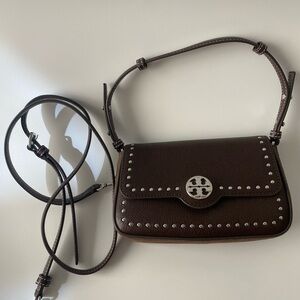 New Tory Burch FELIX STUDS MINI FLAP SHOULDER BAG PINE BARK